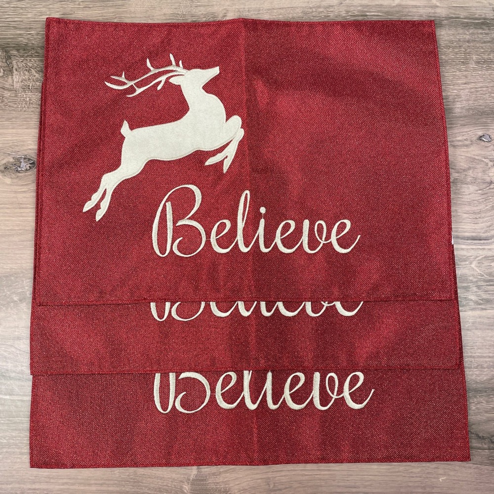 St Nicholas Square Kohls Red Reindeer Believe Christmas Table Placemats Set of 3